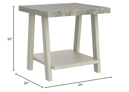 Roundhill Furniture Athens Contemporary Two-Tone Wood Shelf End Table, Weathered Gray and Beige - color: Weathered Gray and Beige