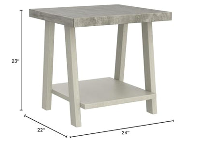 Roundhill Furniture Athens Contemporary Two-Tone Wood Shelf End Table, Weathered Gray and Beige - color: Weathered Gray and Beige