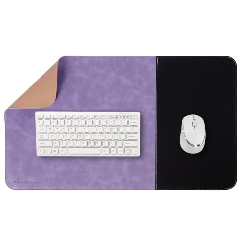 HAUTOCO Cork Desk Mat 23.6''x13.7'', Distressed PU Leather & Cloth Desk Pad - color: Purple, size: 23.6" x 13.7"