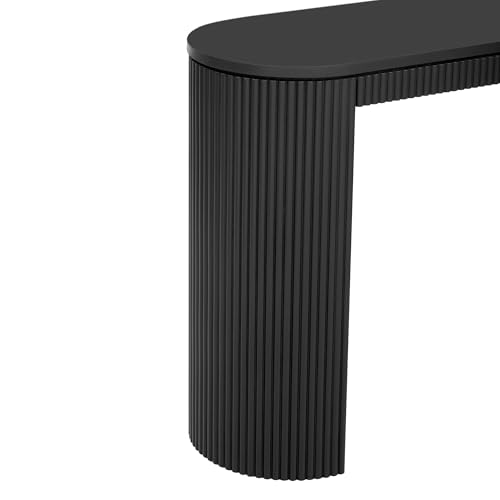 59" Curved Console Table Entryway Table Sofa Table Behind The Couch for Foyer Entry Way Entrance Living Room Hallway (Black) - color: 59"-black