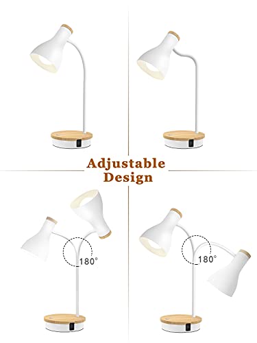LALISU Metal Desk Lamp Wireless Charging Table Lamp Touch Reading Lights - color: Touch-White