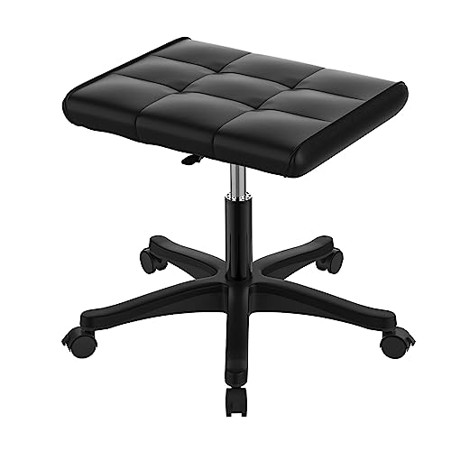 Mobile Footrest, Multi-Use Stool with Lockable Wheels, Under Desk Leg Rest Rolling Chair for Home Office, Adjustable Height Spa Salon Stool, Ottoman Foot Rest