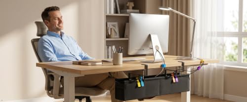 No Drill Under Desk Cable Management Tray 28" Steel Base : Anti-Sag