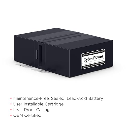 CyberPower RB1280X2B UPS Replacement Battery Cartridge, Maintenance-Free, User Installable, 12V/9Ah