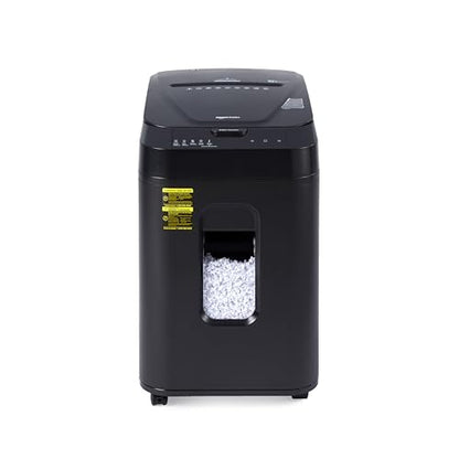 Amazon Basics 150-Sheet Autofeed Micro-Cut Paper and Credit Card Shredder, High Security Level P-4 with 8.5-Gallon Bin, 60-Minute Continuous Run Time, Black - size: 150 Sheet