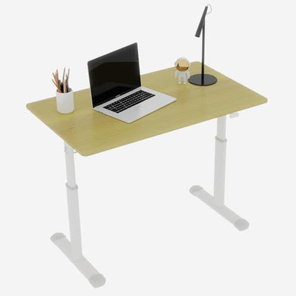 39" Hand-Crank Adjustable Modern Office Desk, Compact Computer Desk with Wide Footstand, Computer Table for Sitting/Standing Home Work, Wood - color: Wood