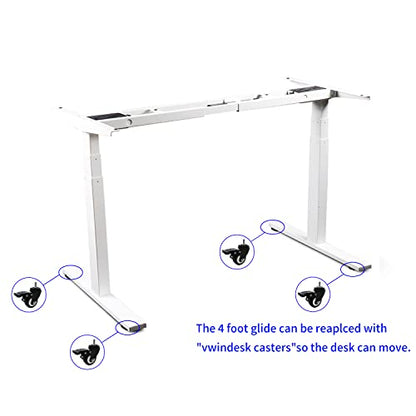 VJ201-S3 Electric Height Adjustable Sitting Standing Desk Frame Only/Sit Stand - Dual Motors 3 Segment Motorized Desk Base Only,White - color: White