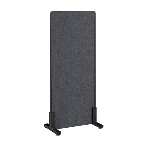 Bush Business Furniture 24W x 55H Freestanding Privacy Screen in Cool Charcoal, Standing Office Partition with Acoustic Sound Dampening Panel - color: Cool Charcoal