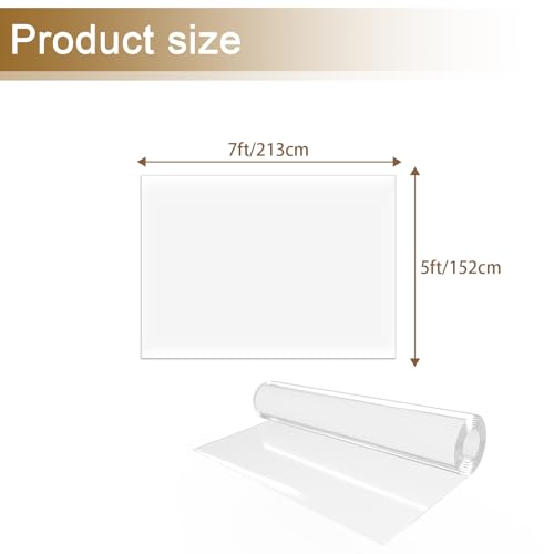 5 x 7 ft Clear Area Rug, 60 mil Padded Office Plastic Floor Mat, 60" x 84" Waterproof Vinyl Rugs for Kitchen, Large Transparent Carpet Pad for Dinning Room - color: Frosted, size: 5x7ft