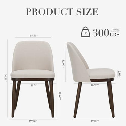 COLAMY Upholstered Dining Chairs Set of 2, Modern Kitchen Chairs with Back, Fabric Side Chair with Wood Legs for Dining Room Kitchen Restaurant, Beige