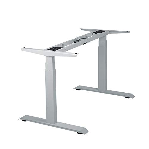VJ201-S3 Electric Height Adjustable Sitting Standing Desk Frame Only/Sit Stand - Dual Motors 3 Segment Motorized Desk Base Only,Gray - color: Grey