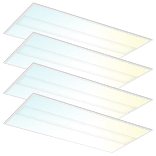 2x4 FT 4 Pack LED Drop in Troffer Center Basket Panel Ceiling Office Light Fixture, 5 Color Tunable 3500K/4000K/5000K/5700K/6500K, 0-10V Dimmable Chandeliers, ETL+DLC 5.1 Certified - size: 2*4ft