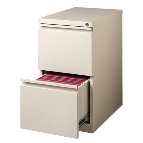 Hirsh Industries Scranton & Co 20" 2-Drawer Metal Mobile Pedestal Filing Cabinet, Beige Finish, 27.75" H, Hidden Casters, Letter-Size File Compatibility, Lockable, Commercial Grade Office Furniture - color: Beige