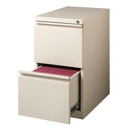 Hirsh Industries Scranton & Co 20" 2-Drawer Metal Mobile Pedestal Filing Cabinet, Beige Finish, 27.75" H, Hidden Casters, Letter-Size File Compatibility, Lockable, Commercial Grade Office Furniture - color: Beige