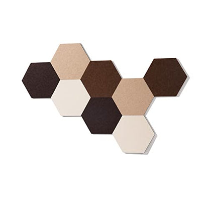 LAJAR 8 Pcs Self Adhesive Large Felt Bulletin Board Tiles | Hexagon Color Felt Pin Board Wall Tiles for Photos, Pictures, Memos - color: Camel