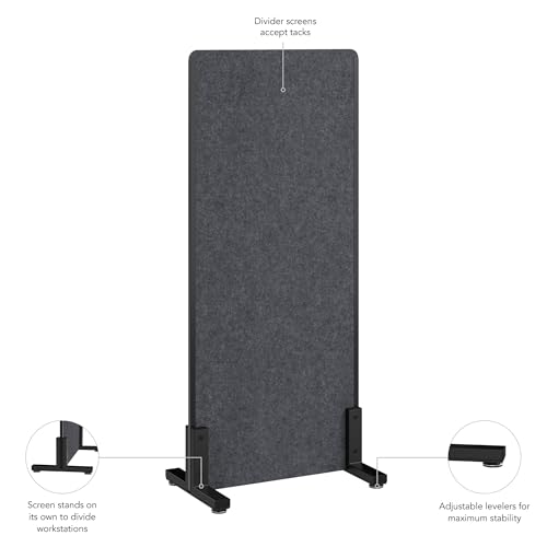 Bush Business Furniture 24W x 55H Freestanding Privacy Screen in Cool Charcoal, Standing Office Partition with Acoustic Sound Dampening Panel - color: Cool Charcoal