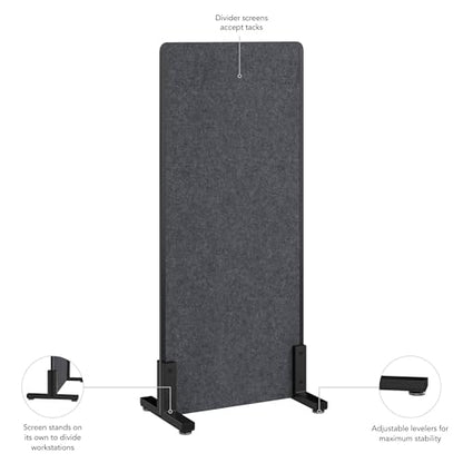 Bush Business Furniture 24W x 55H Freestanding Privacy Screen in Cool Charcoal, Standing Office Partition with Acoustic Sound Dampening Panel - color: Cool Charcoal