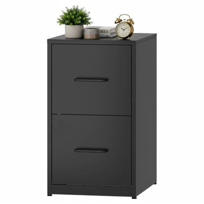 2 Drawer File Cabinet with Lock, 25.6" H Small File Cabinet - color: Black, size: 25.6"H - 2 Drawer