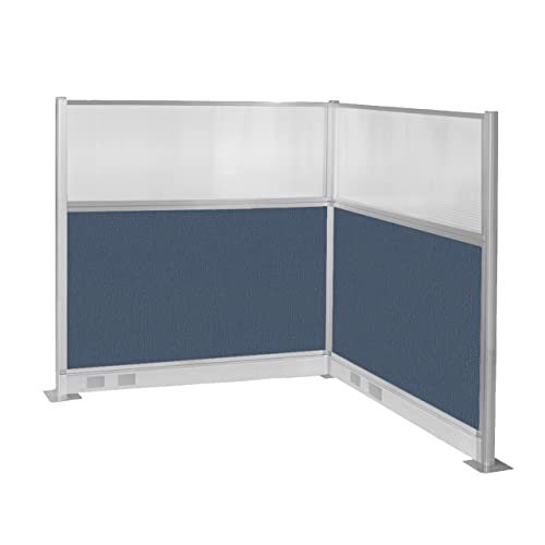 Versare Pre-Configured Hush Panel Electric Cubicle | Workstation Divider Walls | Cubicle Privacy Panels | Office Partition Walls - color: Ocean, size: 6' x 4' L-Build W/ Window