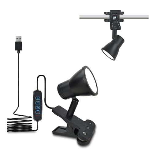 LUJOLUMIN Clip Lamp, Mini Portable 360° Rotation Clamp on Lamp for Bed/Bedside Headboard/Table/Bunk/Desk/Shelf, 3 Color Temperature Options, 10 Dimmable Brightness Levels for Reading (5W)