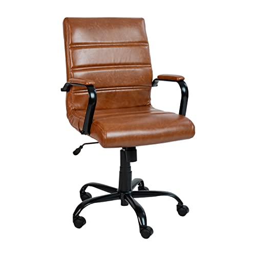 Flash Furniture Mid-Back LeatherSoft Executive Office Chair, Brown/Black - color: Brown/Black Frame