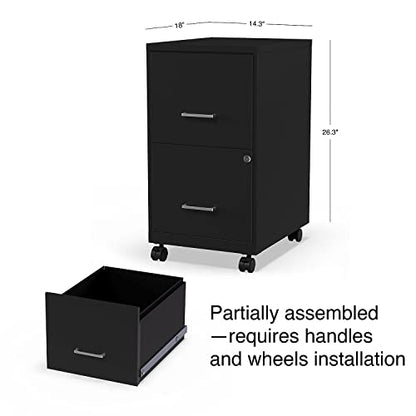Staples 2-Drawer Vertical File Cabinet, Letter Size, Lockable, Black - color: Black, style: 1 Pack