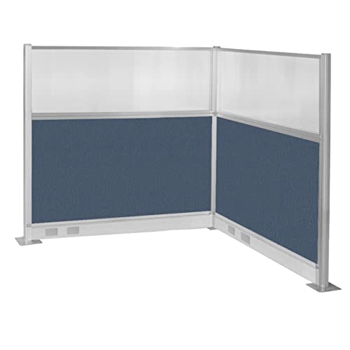 Versare Pre-Configured Hush Panel Electric Cubicle | Workstation Divider Walls | Cubicle Privacy Panels | Office Partition Walls - color: Ocean, size: 6' x 6' L-Build W/ Window