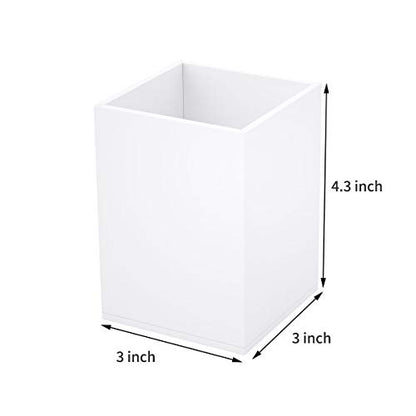 NIUBEE White Acrylic Pen Holder 4 Pack, Desktop Pencil Cup Stationery Organizer for Office Desk Accessory - color: White