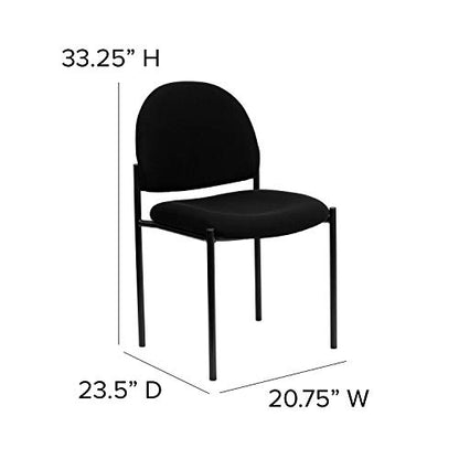 Flash Furniture Tania Comfort Black Fabric Stackable Steel Side Reception Chair | Contoured Cushions, Powder Coated Frame, Cross Braced Seat, Durable Construction, Commercial Use - color: Black Fabric