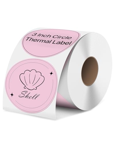 iEager 3 Inch Pink Circle Thermal Labels, Durable Round Thermal Label - color: Pink, size: 3 INCH