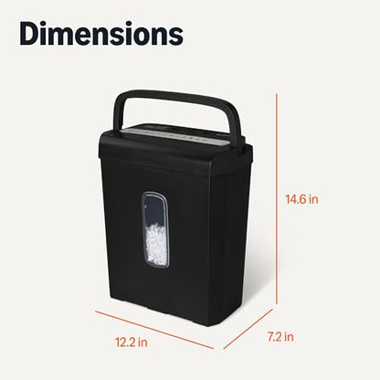 Amazon Basics 6-Sheet High Security Micro Cut Paper and Credit Card Shredder, 3.7 Gallon, Handles Staples, Compact Design for Home, Black - style: Micro Cut
