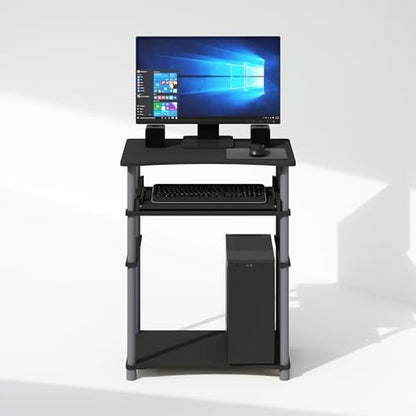 Furinno Home 23.6" Wide Desk with Keyboard Tray, Black - color: Black/Grey, size: 23.6 Inch Wide