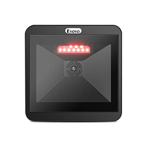 Eyoyo Omnidirectional Desktop Hands-Free Automatic 1D 2D QR Barcode Scanner | Big Scan Window Barcode Reader, Read PDF417 on ID Card, Driver's License, Passport, for Supermarket Library Retail Store