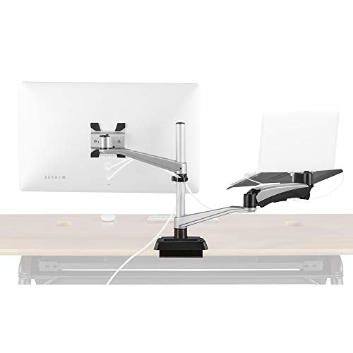 Vari Monitor Arm & Laptop Stand - VESA Compatible Mount with 360 Degree Rotation & 15" Laptop Stand with Adjustable Height, Monitors up to 27 inches, 19.8 lbs Capacity - Single Monitor & Laptop Holder - style: Monitor Arm & Laptop Stand