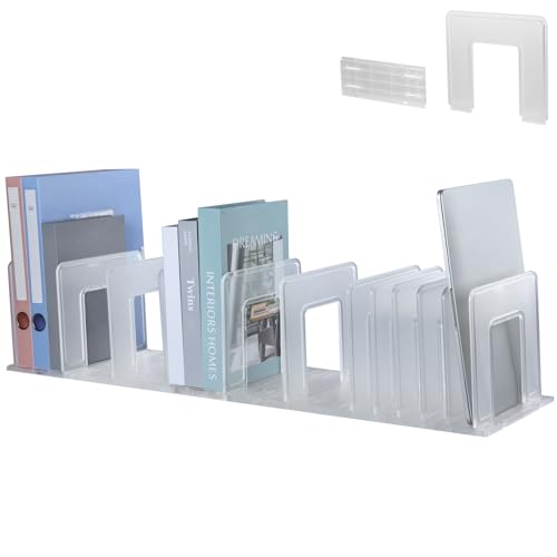 Translucent Frosted Adjustable Vertical File Sorter Sturdy Plastic Expandable Upright File Holder, Desktop Binder Organizer, School Office Book File Organizer, Assemble Easily Endlessly - color: Translucent Frosted, size: 12-Parts