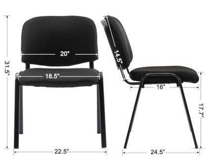 HNY Black Waiting Room Stackable Chairs Mesh Ergonomic Reception Chairs Set of 5 Conference Desk Guest Chair for Meeting Room, Office, Lobby, Events, Hall - color: Black Mesh