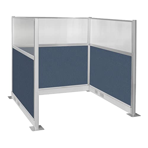 Versare Pre-Configured Hush Panel Electric Cubicle | Workstation Divider Walls | Cubicle Privacy Panels | Office Partition Walls - color: Ocean, size: 6' x 6' W/ Window Single