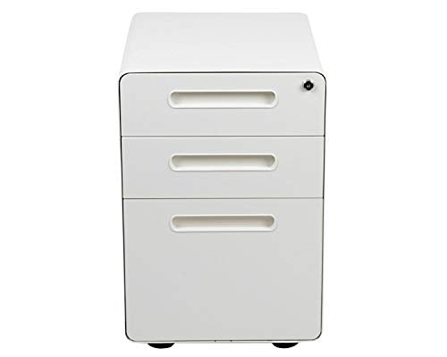Flash Furniture 3-Drawer Locking Mobile Filing Cabinet, White - color: White, style: Ergonomic