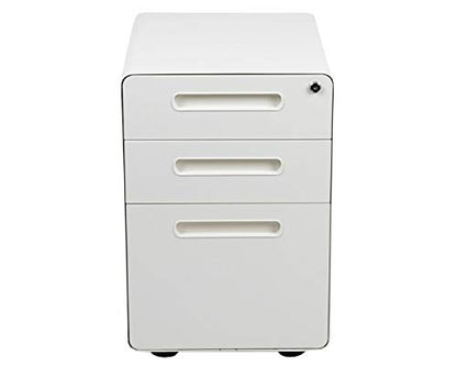 Flash Furniture 3-Drawer Locking Mobile Filing Cabinet, White - color: White, style: Ergonomic