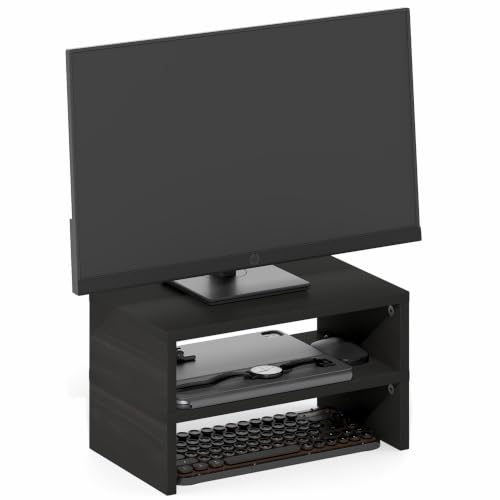 Furinno CLASSIC Monitor Stand Riser Set of 2, 15.7" Wide Dual Monitor Riser, Stackable Separable Laptop Stand for Desk, Desktop Organizers and Accessories, for Office Supplier, Espresso - color: Espresso, size: 2 Packs