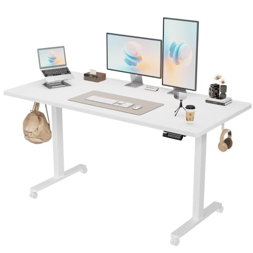 Monomi Electric Standing Desk 63"x28" Height Adjustable Sit Stand Desk - color: White, size: 63x28