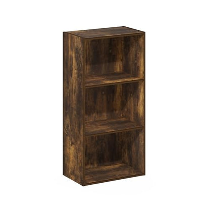 Furinno LUDER Book Shelf, 3-Tier Modern Bookshelf, Open Shelves Bookcase, 9.3" x 16" x 31.4", for Living Room, Bedroom, Home Office, Amber Pine - color: Amber Pine, size: 3-Tier, 9.3 x 16 x 31.4
