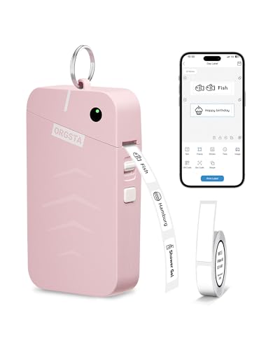 ORGSTA Label Maker, S001 Portable Bluetooth Label Maker Machine with Tape - color: Pink