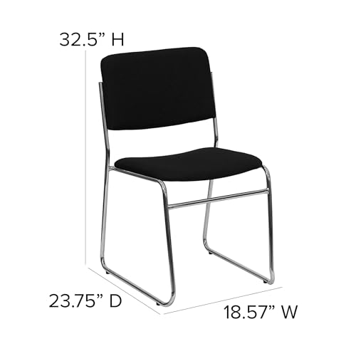 Flash Furniture Hercules Fabric Stackable Chair, Black | Chrome Sled Base, Fabric Upholstery, 500 LBS. Weight Capacity - color: Black Fabric/Chrome Frame, size: Set of 1