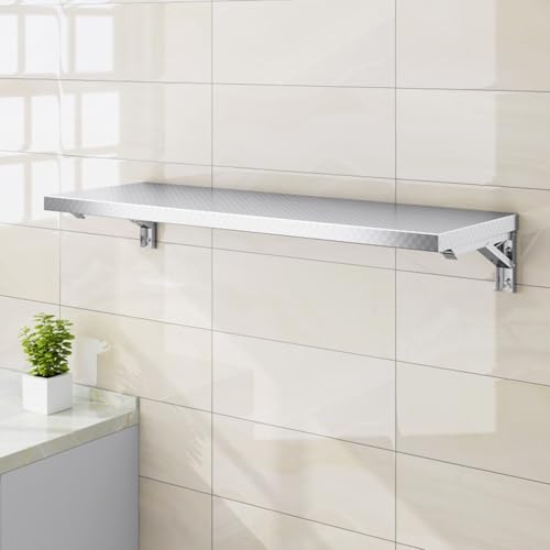 Folding Wall Table, Workbench, Floating Desk,Stainless Steel, Wall Mounted Desk for Small Spaces, Laundry Folding Table, Wall Mount Desk, Wall Mounted Table Fold Down(80x35cm/31.5x14in) - size: 80x35cm/31.5x14in