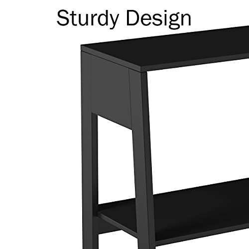 Lavish Home 5-Tier Ladder Bookshelf - Modern Freestanding Wooden Bookcase with Leaning Look Frame Design - Display Shelves for Books, Décor, and Storage in Home, Living Room or Office (Black)