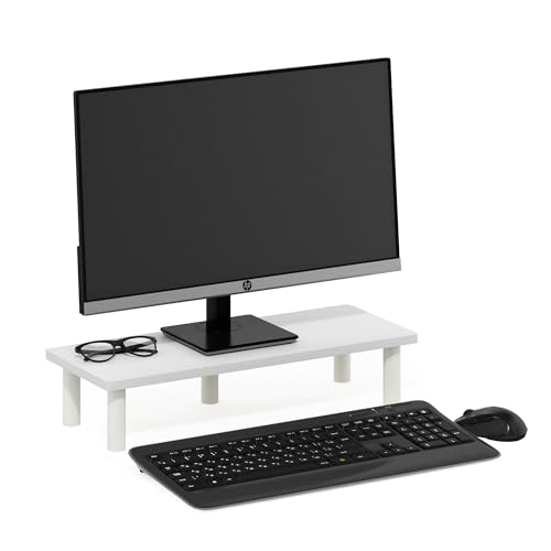 Furinno TURN-N-TUBE Monitor Stand Riser, 23.6" Wide Rectangle Monitor Riser, Laptop Stand for Desk, Office Desktop Accessories Organizers, Toolless Assembly, For Study Room, Dorm, White - color: White/White, size: Rectangle