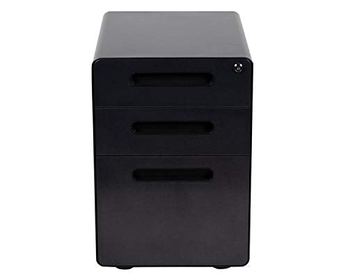 Flash Furniture 3-Drawer Locking Mobile Filing Cabinet, Black - color: Black, style: Ergonomic