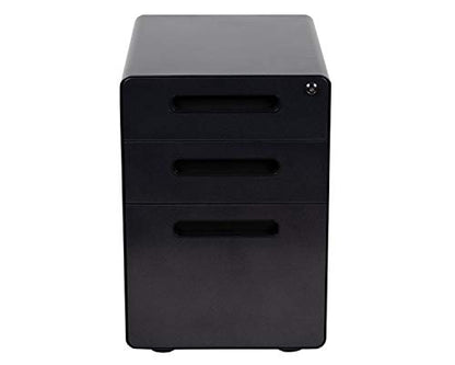 Flash Furniture 3-Drawer Locking Mobile Filing Cabinet, Black - color: Black, style: Ergonomic