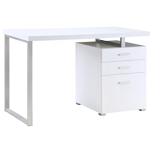 Coaster Brennan 47-Inch Rectangular 3-Drawer Desk with Storage White 800325 - color: White